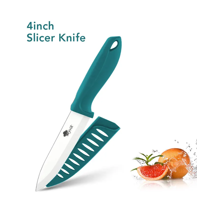 Керамический нож 6 5 4 3 дюйма кухонный нож шеф-повара для мяса, нож для нарезки овощей, белое лезвие, красочная противоскользящая ручка, инструмент для приготовления пищи - Цвет: 4 inch blue