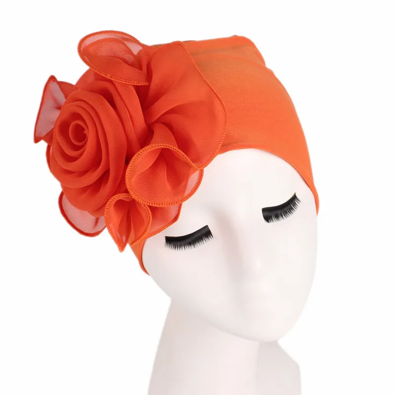 Женский большой цветок Эластичный Тюрбан Дамские элегантные модные аксессуары для волос химиотерапия шляпа голова банданы шарфы