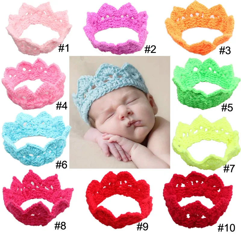 Стиль красивая принцесса оголовье Hairband Baby Вязание Корона фотографии шляпа Детские аксессуары для волос прямая