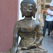 15 Тибет Буддизм Народная Храм Медь Бронза Дракон Rulai Будда Шакьямуни Статуя