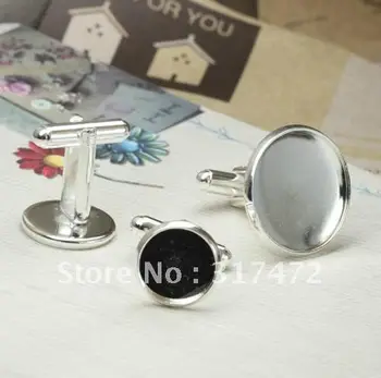 

FREESHIPPING!!! 300pcs/lot Cufflinks Cuff Link Silver Blanks Findings - 16mm Pads
