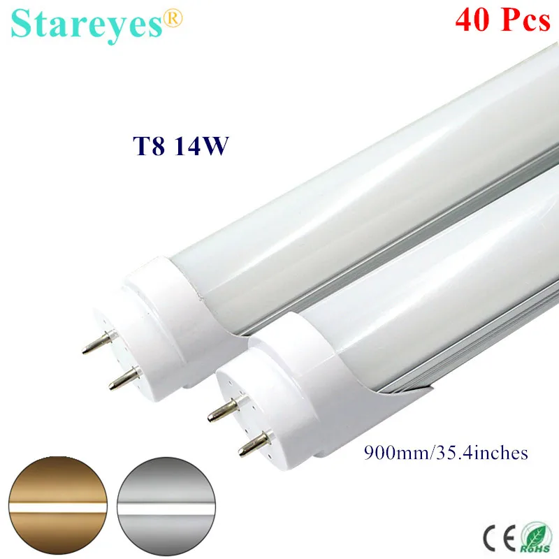 

Free shipping 40 pcs 14W 90cm T8 LED Tube lamp Light High brightness Epistar SMD 2835 25LM/pc 70 led/pc 1120LM AC170-265V