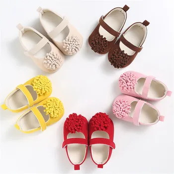 

1 Pair Candy Colors Newborn Baby Prewalker Soft Bottom Anti-slip Shoes Footwear Classic Princess Girl Crib 11-13CM Flower Shoes