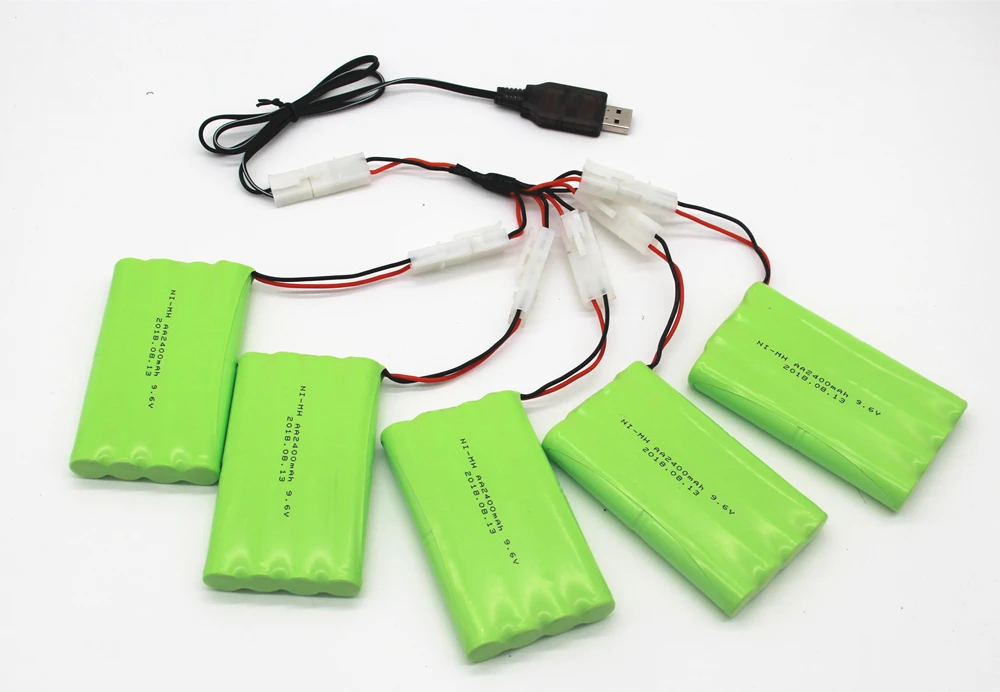 Никель-металл-гидридный аккумулятор 9,6 в 2400 мАч AA с зарядным устройством 5 в 1 для дистанционного управления игрушками, безопасная батарея, группа аккумуляторов Kep-2p штепсельной вилкой Tamiya