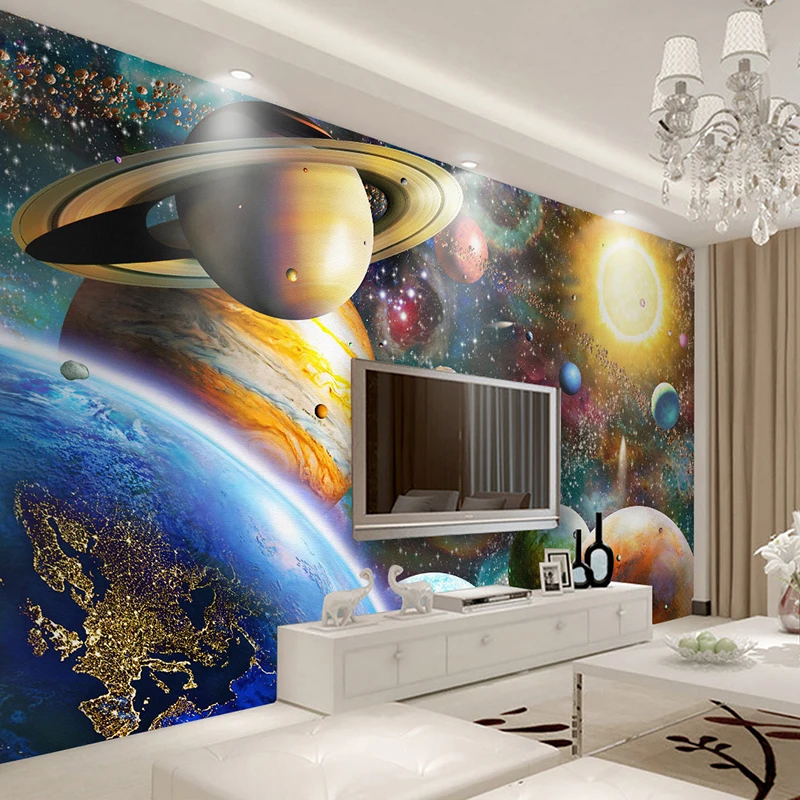 Пользовательские большие 3D Настенные обои космическая Вселенная детская спальня Галерея Фон настенная живопись фрески Papel де Parede Sala