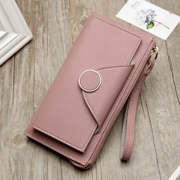 

longmiao PU Leather Women Wallet Wristlet Long Zipper Female Purse Luxury Brand Coin Purse Clutch Designer Card Slot Money Bag