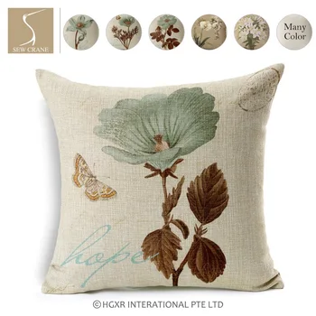 

SewCrane Retro Flowers Orchid Faith Hope Love Peace Abstract Art Wildflowers Decorative Throw Pillow Cushion Cover, 45cm x 45cm