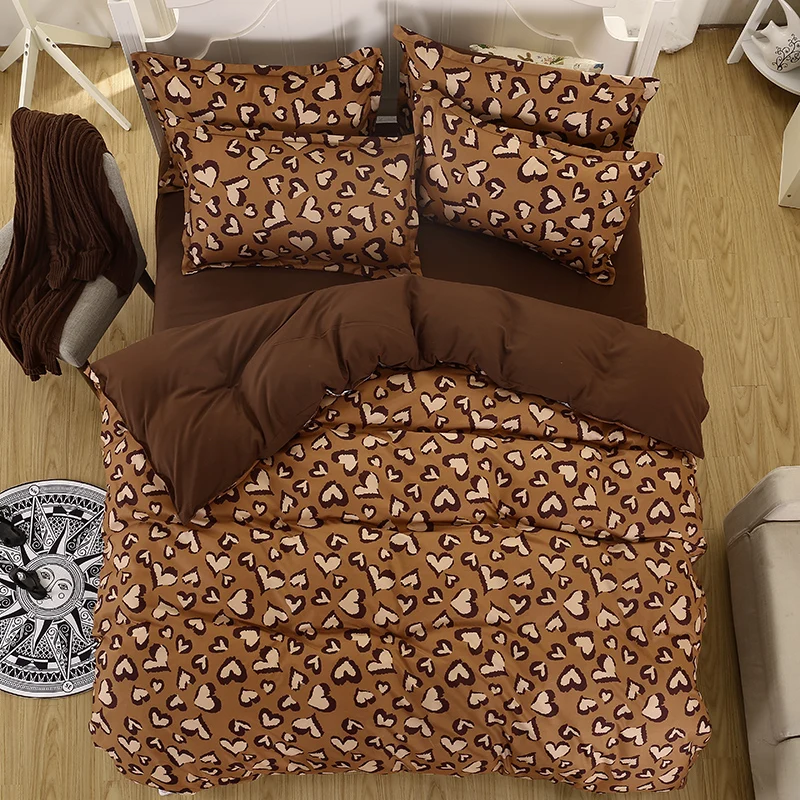 Simple and elegant and generous style Brown color duvet covers 4pcs