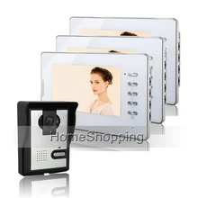 ENVÍO GRATIS Home Portero Automático de 7 “Sistema de Color de Vídeo Teléfono de Puerta de Intercomunicación 3 Monitor + Cámara de Visión Nocturna Timbre Blanco Al Por Mayor