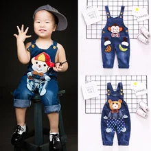 Детские джинсовые штаны на лямках для маленьких мальчиков и девочек осенние детские штаны джинсы оптом комбинезоны износостойкие