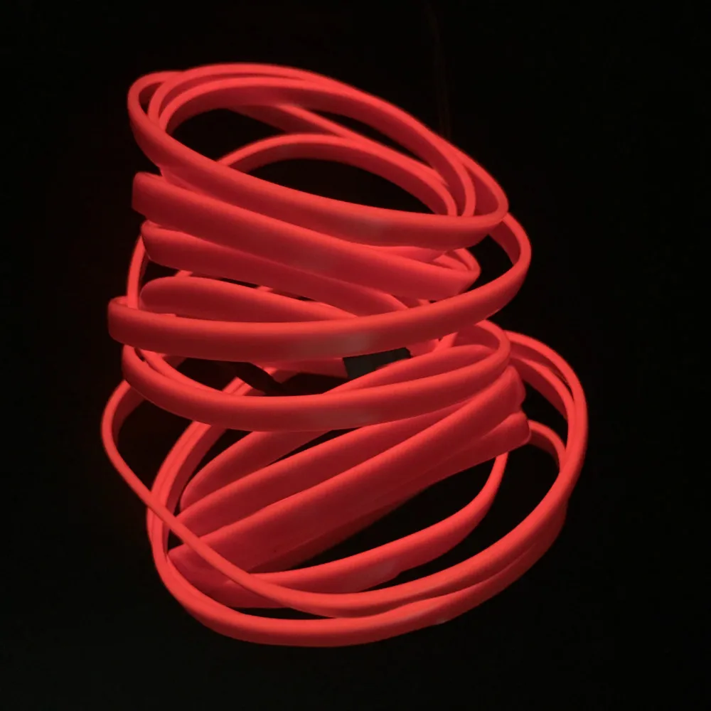JURUS 1 метр Авто украшения USB салона проводной Контролер светодиодной полосы Веревка трубопровод с 5 В инвертор 10 Цветов Неоновый свет автомобиль-Стайлинг - Испускаемый цвет: Красный