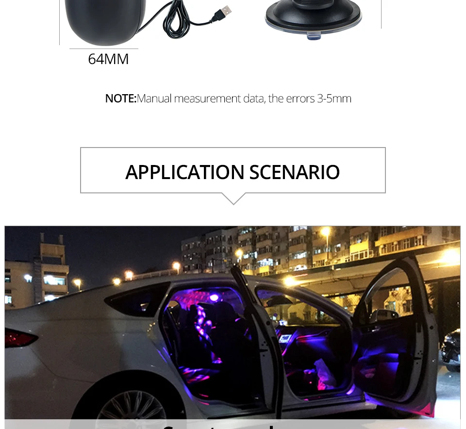 Aceersun LED Ambient Light Automatic rotation auto backlight car ambient light CANBUS 5V USB RGB for BMW Audi Lada Ford Toyota  (12)