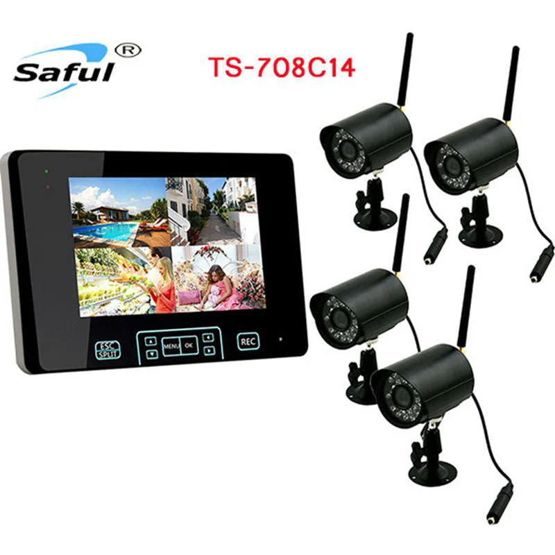 HD 2.4GHz Wireless touch key 4 Channel Quad CCTV Security System 4