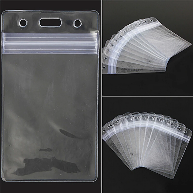 

Wholesale 20pcs Clear Plastic Waterproof Vertical Style Exhibition ID Name Card Badge Holders Free Shipping Office Supplies