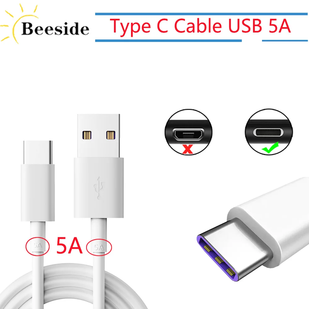 

1m 1.5m 2m USB 5A Type C Cable Phone Data Cable For Type-C Supercharge Super Charger Cable