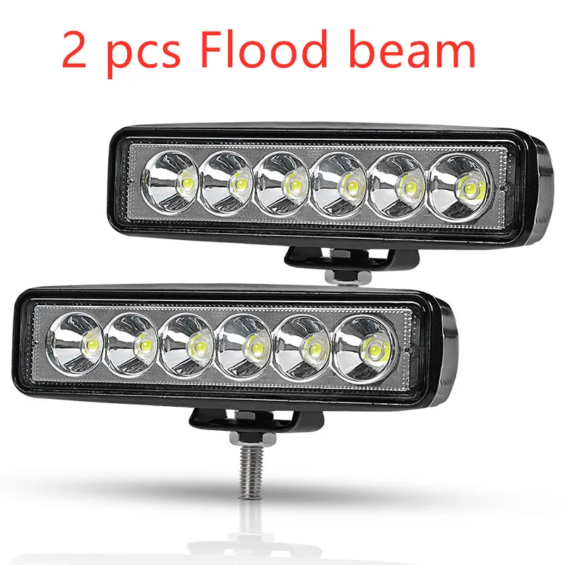 flood beam 2 шт. DRL 18 Вт 6 дюймов светодиодный светильник для работы, противотуманная работа, стробоскоп, боковой Дневной светильник в сборе, головной светильник s лампочка для ford focus 2 jeep car ATV - Цвет: flood beam