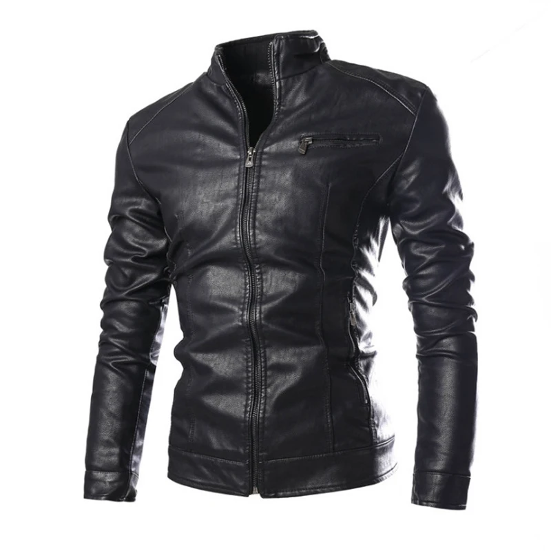 

2019 Autumn PU Biker Jacket Men New Casual Motorcycle Leather Jacket Male Zippers Black Coats Jaqueta De Couro Masculina