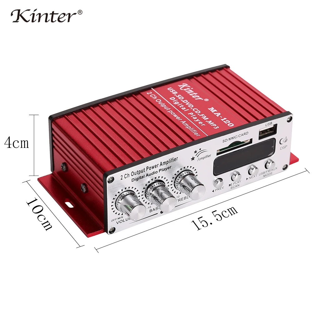 Kinter MA-120 mini amplificadores de audio amplificador hifi estéreo de sonido bluetooth 2,0 canales SD entrada USB FM radio casa Coche Kinter MA-120 mini amplificadores de audio amplificador hifi estéreo de sonido bluetooth 2,0 canales SD entrada USB FM radio casa Coche