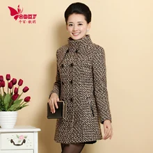 Free shipping ! Quinquagenarian women’s winter wool coat fashion mother clothing tweed fabric medium-long outerwear / L-4XL