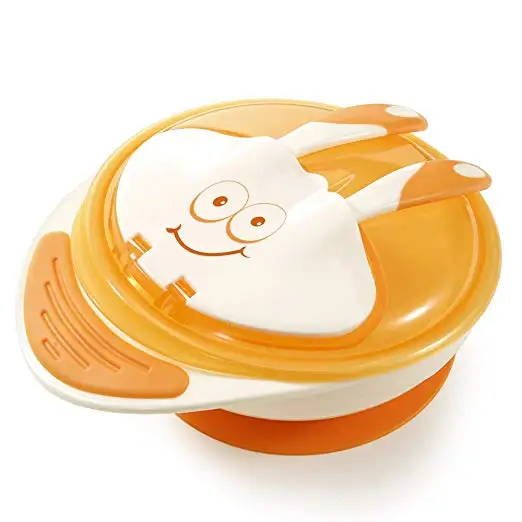 Baby Suction Bowl Spill Proof Baby Feeding Bowl kids Utensils Baby Training Bowl BPA Free Children Dinnerware Set Spoon and Fork
