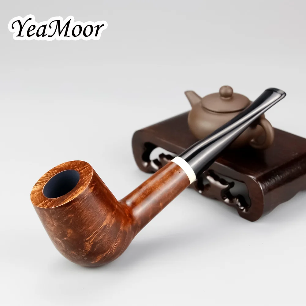 

White Ring Mouth-Piece Smoking Pipe 74 tools free Briar Wood Pipe 9mm Filter Big Straight Tobacco Pipe Smooth Surface Briar Pipe