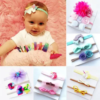 Kids Girls Baby Headband Bow Flower Hair Band Accessories Headwear Elastic Gift
