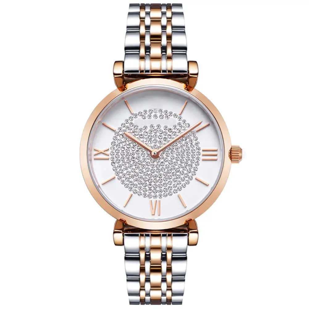2019 модные женские часы со стразами и римскими цифрами браслет из аналогового сплава кварцевые часы