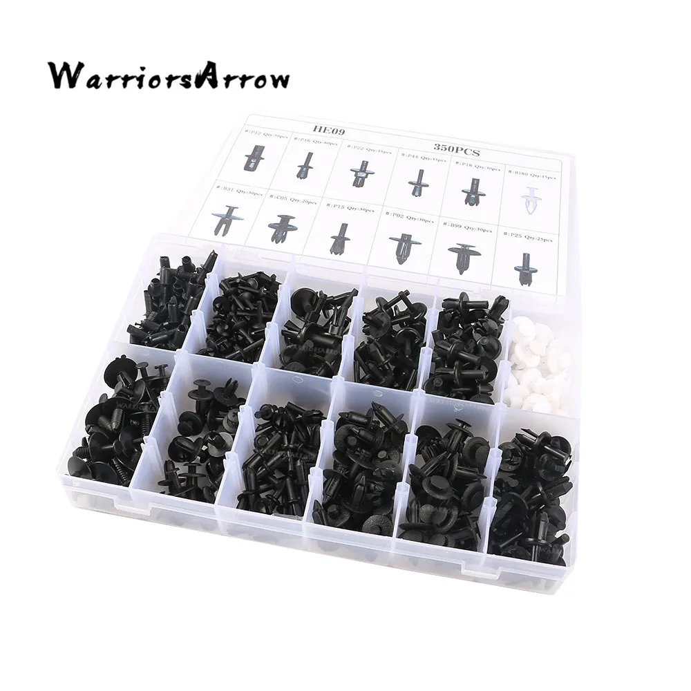 

WarriorsArrow 350pcs Auto Car Body Plastic Push Pin Rivet Retainer Fasteners Trim Panel Moulding Clip 12 Size For VW For Audi