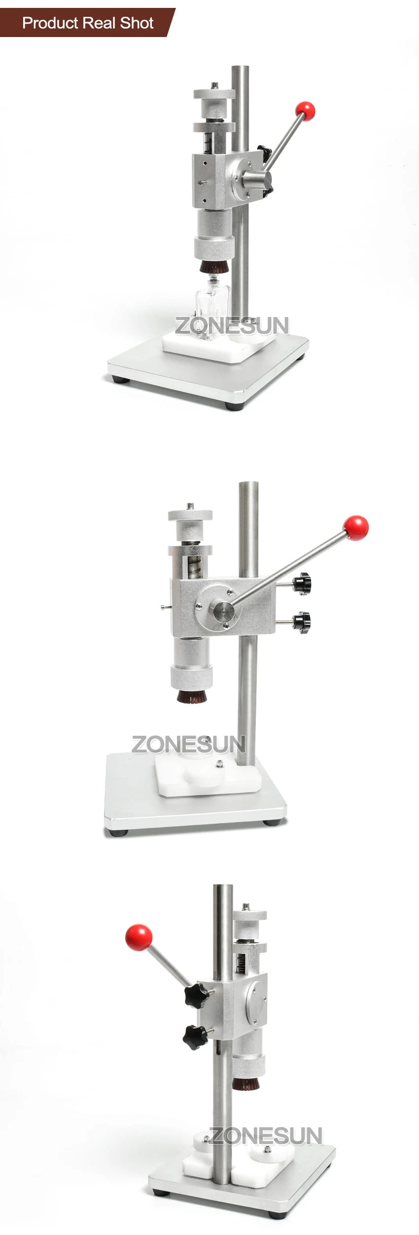 ZONESUN ручная ОБЖИМНАЯ машина духи Кримпер крышка на металлический воротник крышка пресс крышка ping машина спрей Кримпер уплотнения