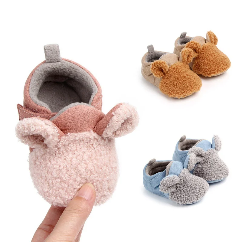 Autumn Winter Baby Shoes Coral Velvet Cartoon Baby Girl Shoes Home First Walkers Fashion Princess Baby Boys Girls Shoes 0-12M