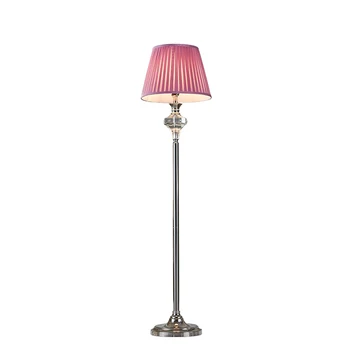 

European K9 Crystal Pink Fabric Led E27 Floor Lamp With Foot Switch For Bedroom Living Room Wedding Deco H 147cm 80-265v 2071
