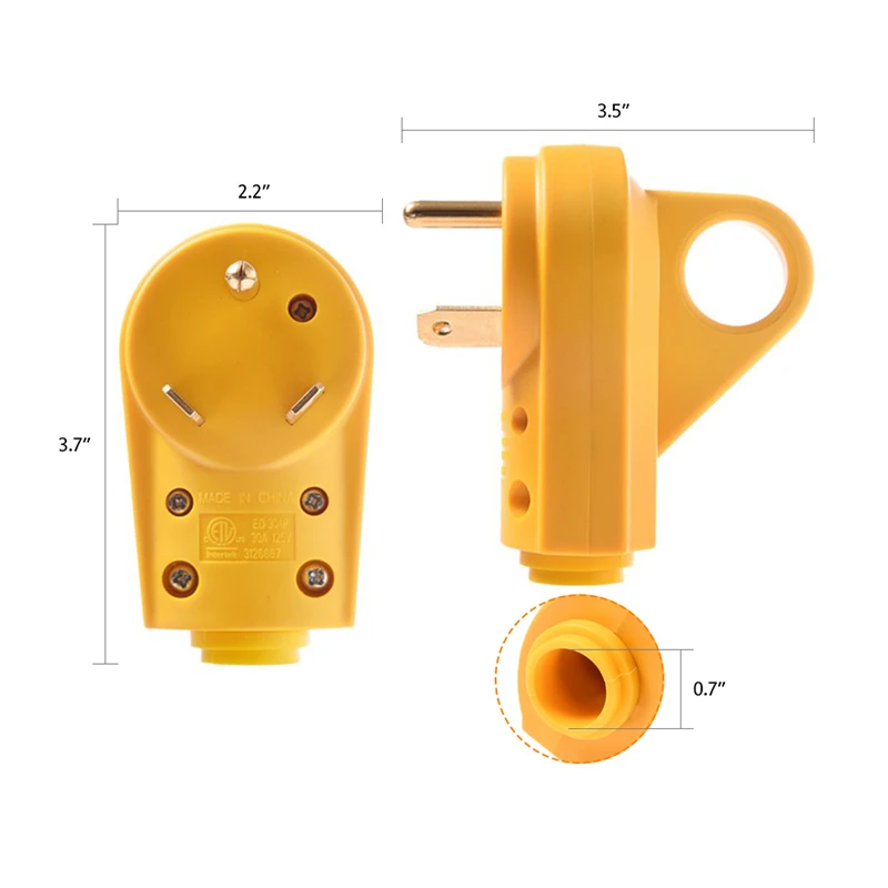 MICTUNING 125 В/30Amp тяжелых RV Замена штекер w/эргономичная ручка высокое качество желтый Camper 30A разъем