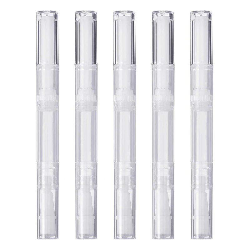 

5 Pack 3 Ml Transparent Twist Pens Empty Nail Oil Pen With Brush Tip Cosmetic Lip Gloss Container Applicators Tool Eyelash Gro