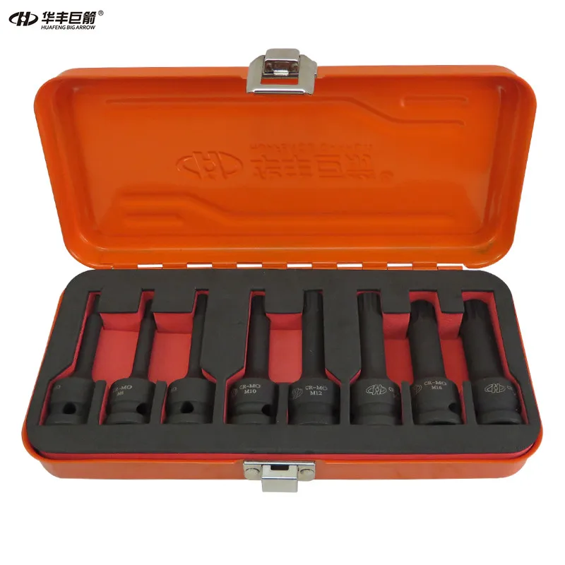 

HUAFENG BIG ARROW Heavy Duty 1/2" Impact M Bits Sockets Set 8 pcs M5 M6 M8 M10 M12 M14 M16 M18 CR-MO Material