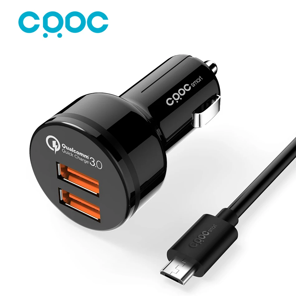 CRDC Quick Charge 3 0 2 Ports Support QC 3 0 36W USB Car Charger for