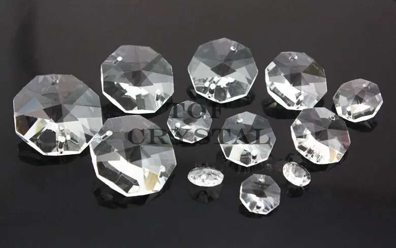 900 шт. AAA качественные прозрачные 18 мм стеклянные Восьмиугольные Кристаллы с 2 отверстиями