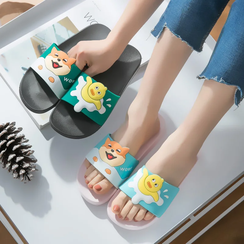 

Cute Summer Slippers For Couple Big Size Women Slippers Indoor Cartoon Dog Husky Beach Slipper Fashion Shoes Slides T086