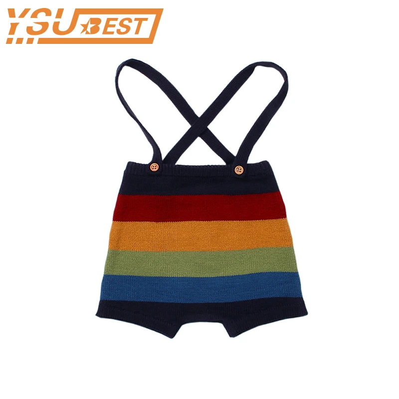

Fashion Stripes Knit Overalls for Children Summer Thin Jumpsuits Newborn Baby Boys Strap Playsuits Toddler Girls Rompers Clothes