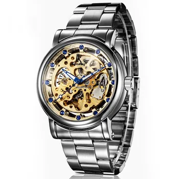 

Men's Skeleton Automatic Watch Stainless Steel Strap Hollow Mechanical Watches Men Luminous Hands Top Brand Luxury Sport Watch