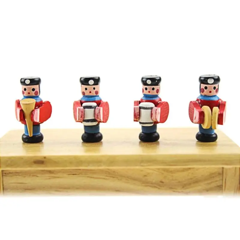 

4Pcs/Set 1:12 Dollhouse Accessories Miniatures Wooden Doll Army Band People Decor DIY Handmade Doll House Model