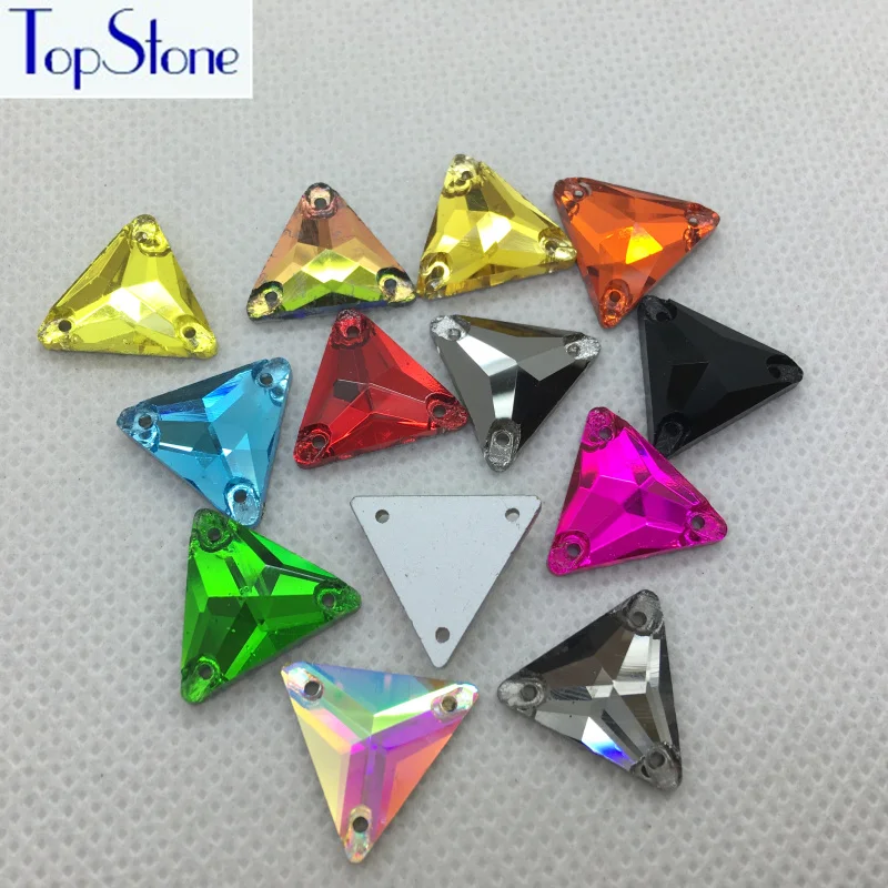 

12mm Triangle sew on Stone Flatback 3 Holes Sewing Glass Crystal Rhinestones Sew on Vestidos Dress Clothing