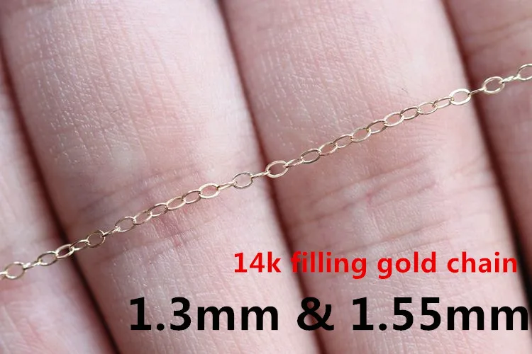 14k gold filled chain 1.3mm and 1.55mm width necklace body chain