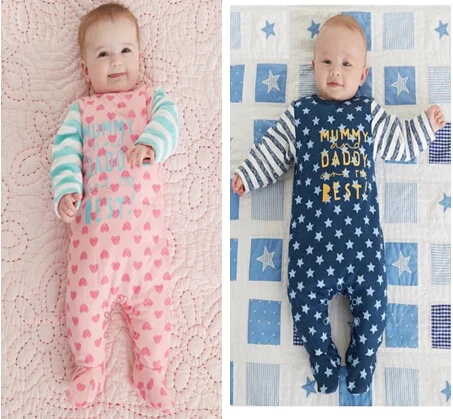 

New 2019 autumn spring baby boy girl rompers fashion cotton I love daddy and mummy letter newborn neutral baby clothes jumpsuit