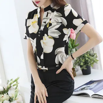 

Fashion V-Neck Chiffon Blouses Slim Women Chiffon Blouse Office Work Wear shirts Women Tops Blusas
