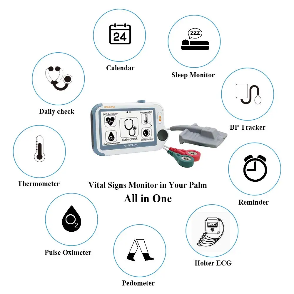  Checkme Pro Sleep Apnea Portable ECG Monitor Home Use Vital Signs Monitor - FDA Cleared - EKG Holte