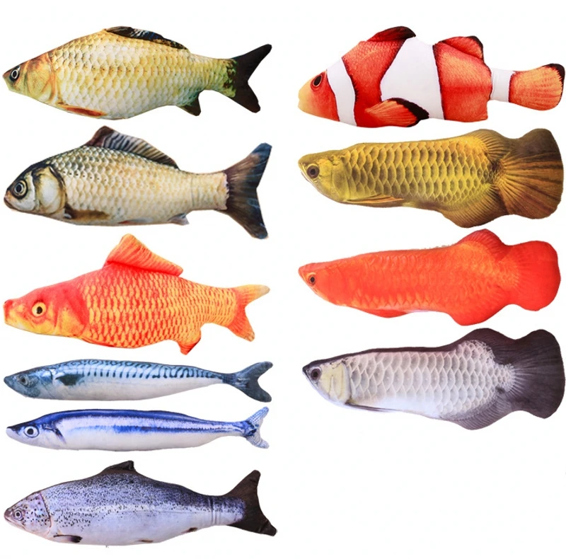 1pcs Artificial Fish Plush Pet Cat Toys Sleeping Toy Cat Mint Catnip