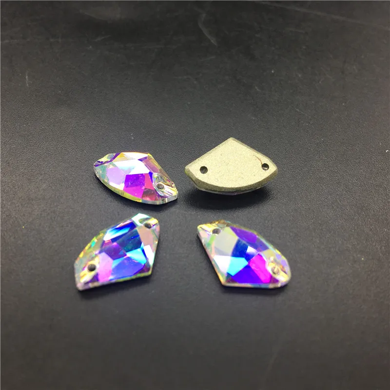 

K9 Glass Crystal Galactic AX Shape Sew On Stone Clear AB Color 5x10 9x14 12x19 17x27 mm Sewing Jewelry Beads