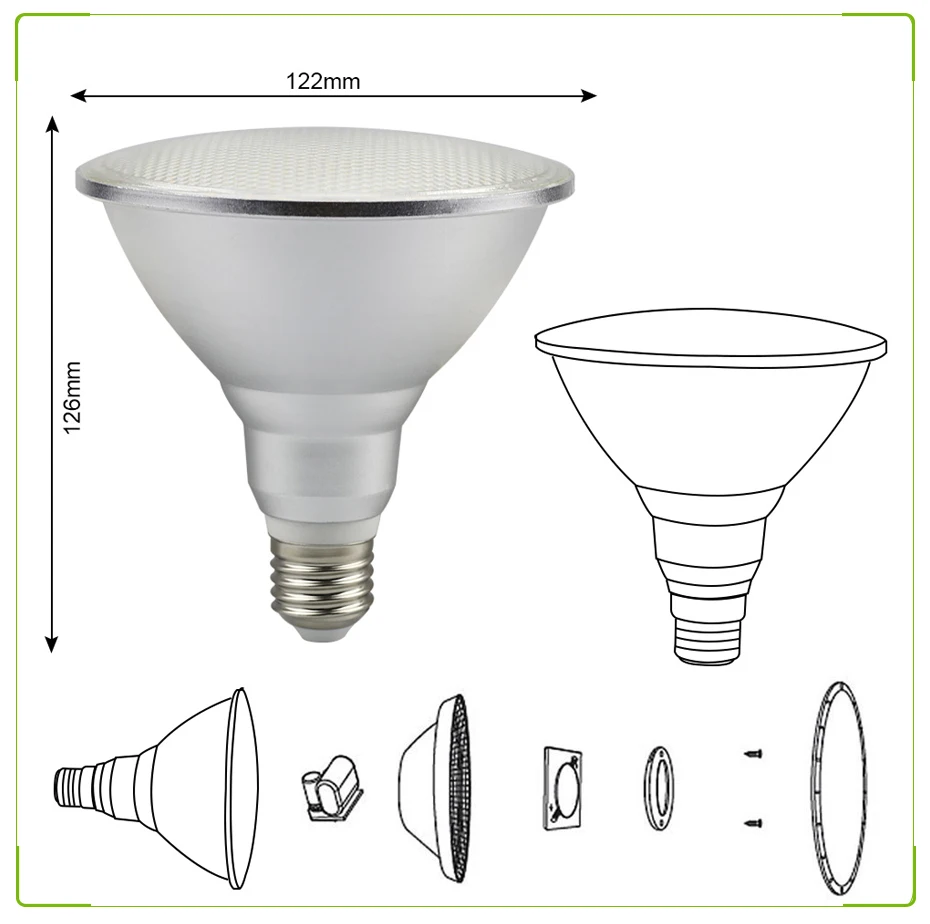 Água ao ar Lâmpada de Iluminação 20 w E27 Par38 Ip65 à Prova d' Livre Led Spot Light Bulb Ac85 265v Ampola Interior da Rgb Branco Quente Holofotes 5 Light Bulb AC85-265V Ampola Interior Da Lâmpada