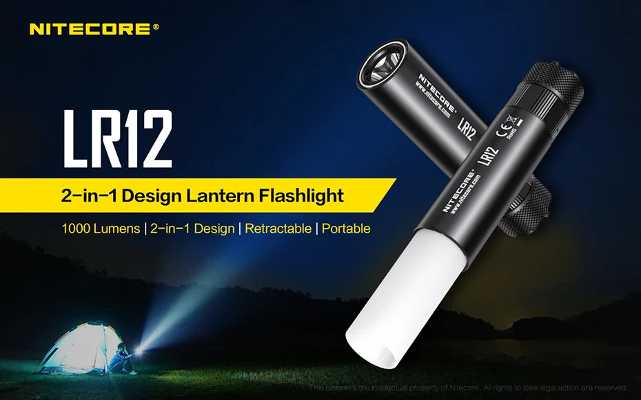 NITECORE LR12 ультра яркий мини-фонарик два в одном кемпинг прожектор многоцелевой фонарик