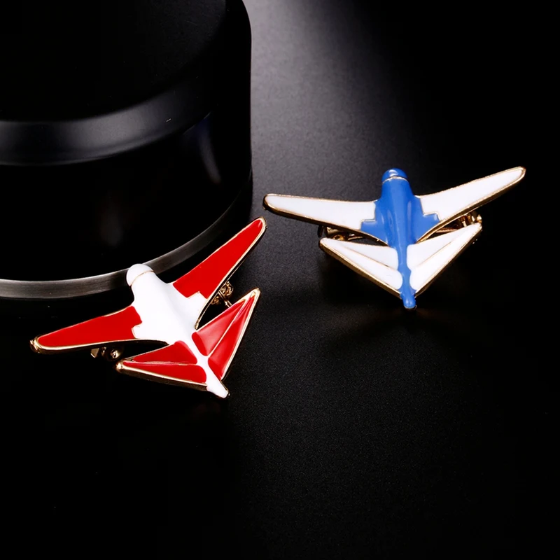 

1Pcs Alloy Aircraft Airplane Brooch Pins Enamel Red Blue Plane Luxury Brand Brooches For Women Men Costumes Aircraft Brooch